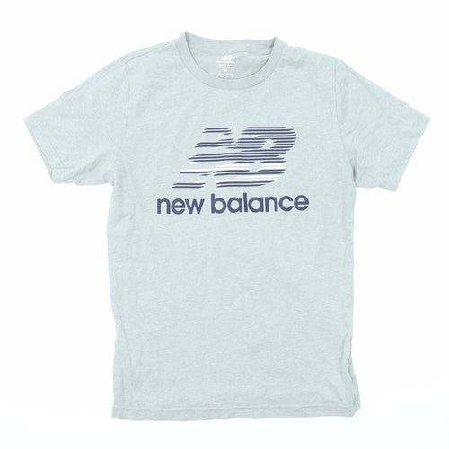 New Balance Mens Grey Cotton T-Shirt Size M Round Neck