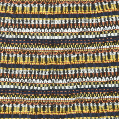 Mango Womens Multicoloured Geometric Cotton A-Line Skirt Size 10 Zip