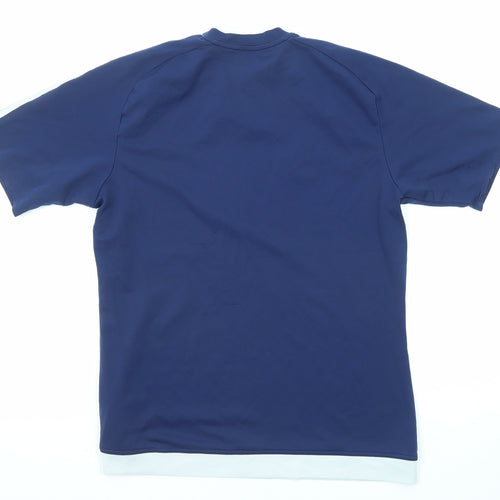adidas Mens Blue Polyester T-Shirt Size M Round Neck