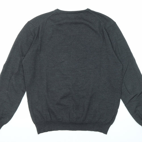 Jasper Conran Mens Black V-Neck Wool Pullover Jumper Size XL Long Sleeve