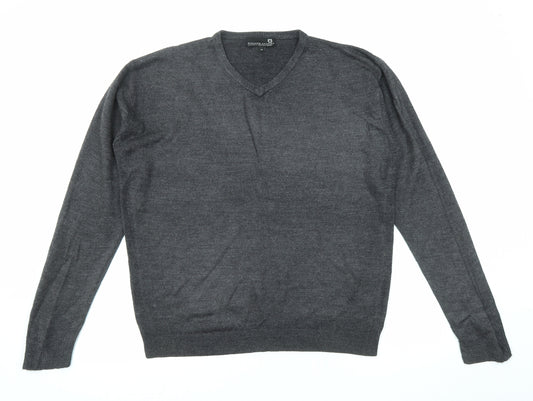 Richard Chang Mens Black V-Neck Acrylic Pullover Jumper Size M Long Sleeve