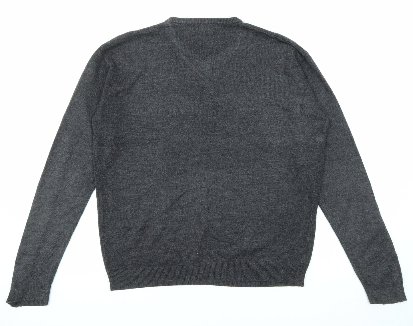 Richard Chang Mens Black V-Neck Acrylic Pullover Jumper Size M Long Sleeve
