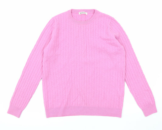 Woolovers Womens Pink Round Neck Wool Pullover Jumper Size M