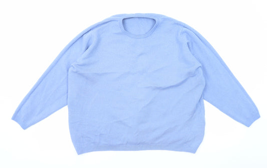 EWM Womens Blue Round Neck Wool Pullover Jumper Size 22 - Size 22-24