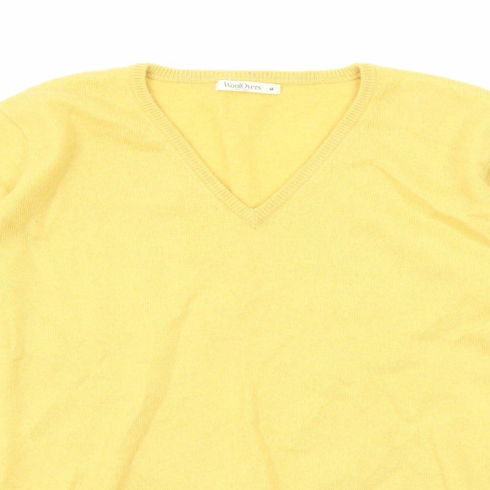 Woolovers Womens Yellow V-Neck Acrylic Pullover Jumper Size M