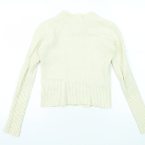 AllSaints Womens Ivory Mock Neck Acrylic Pullover Jumper Size M