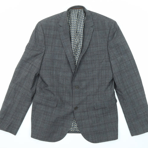 NEXT Mens Grey Plaid Wool Jacket Blazer Size 42 Regular