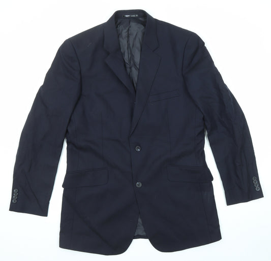 T.M.Lewin Mens Blue Wool Jacket Suit Jacket Size 40 Regular