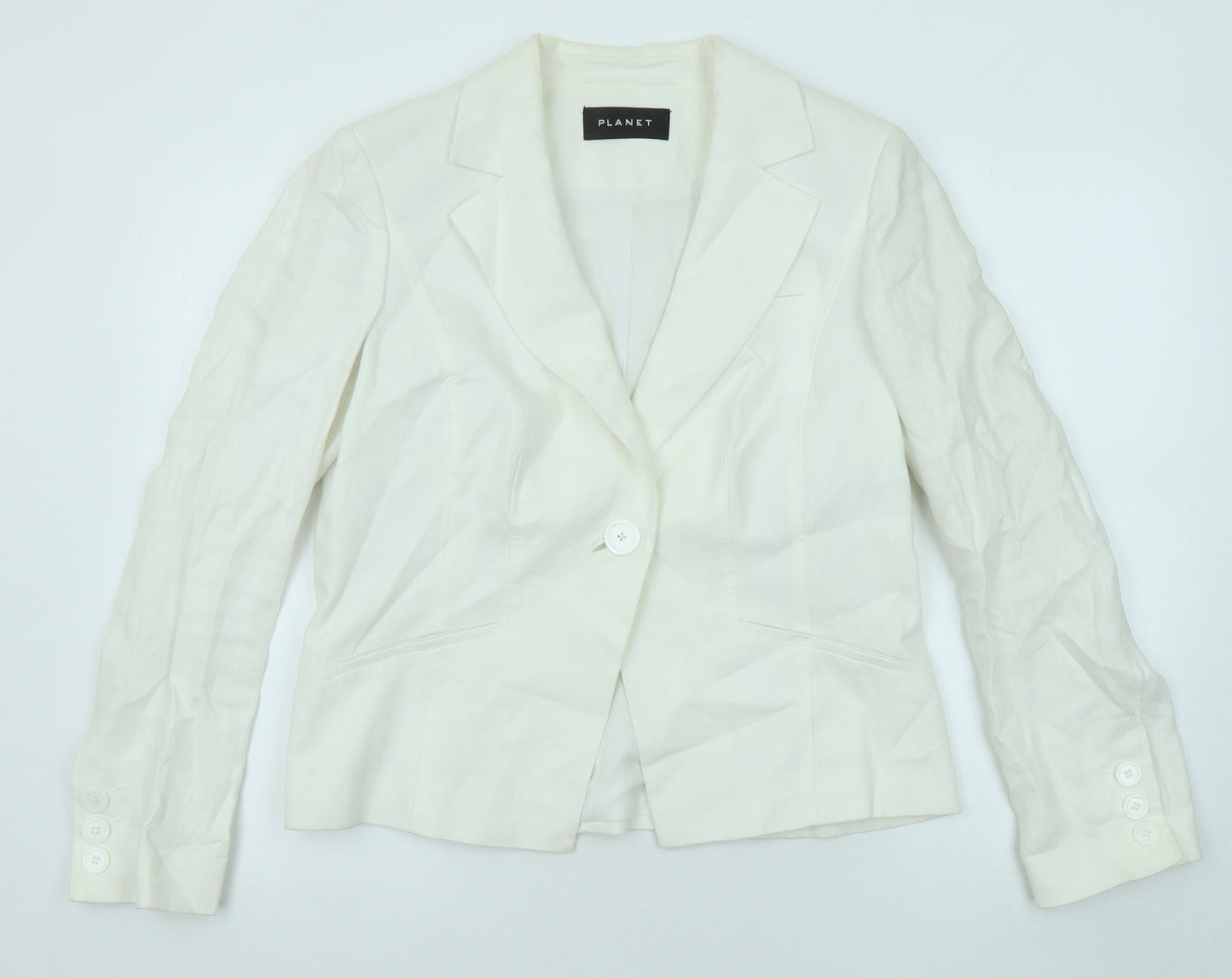 Planet Womens White Jacket Blazer Size 14 Button