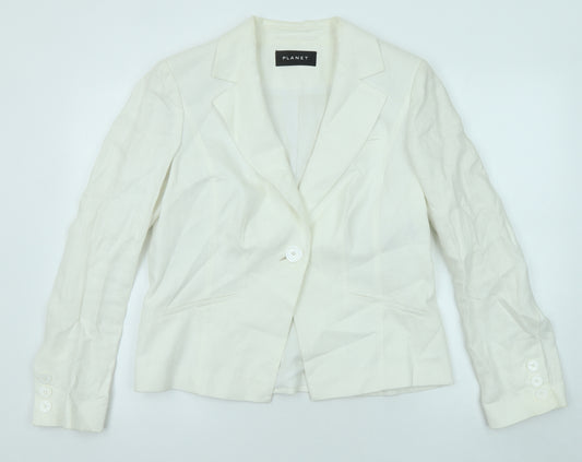 Planet Womens White Jacket Blazer Size 14 Button