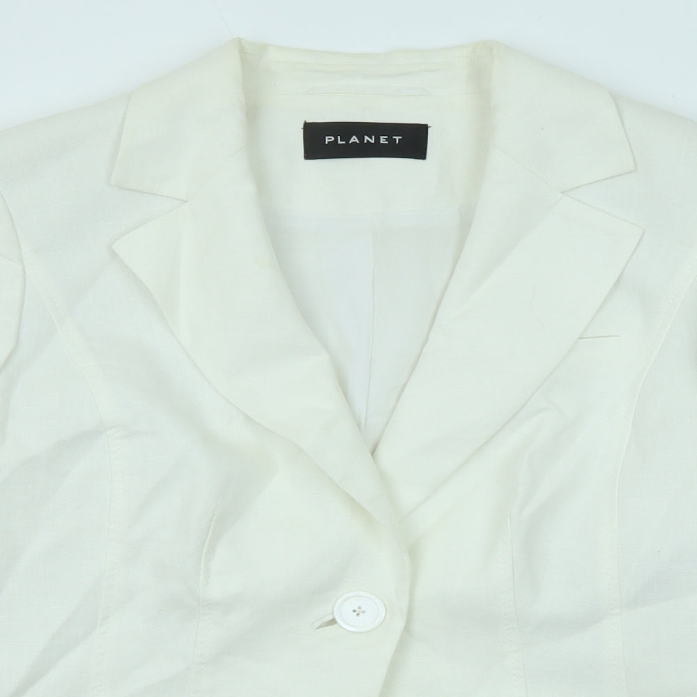 Planet Womens White Jacket Blazer Size 14 Button