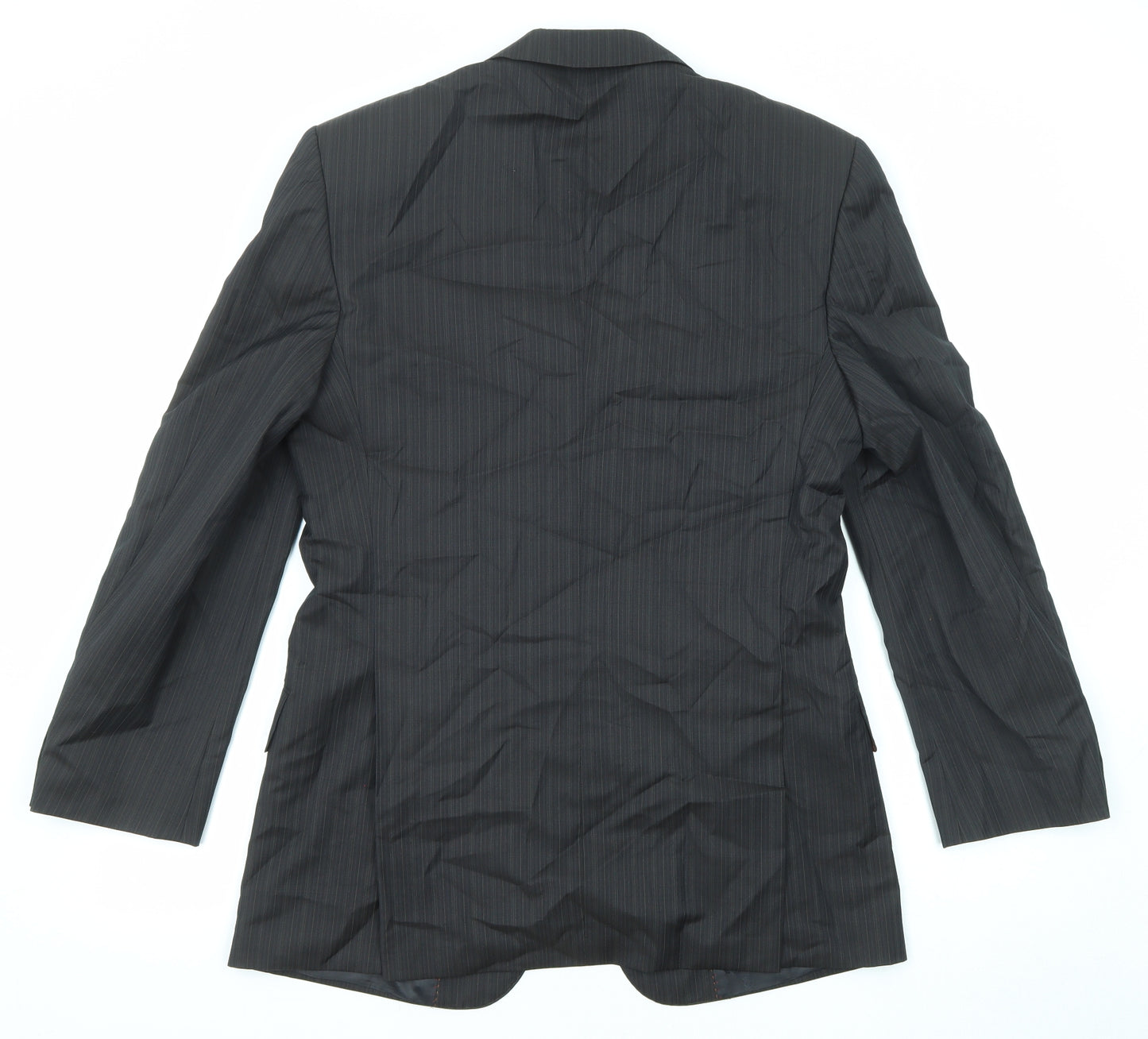 Simon Carter Mens Black Striped Polyester Jacket Suit Jacket Size 38 Regular
