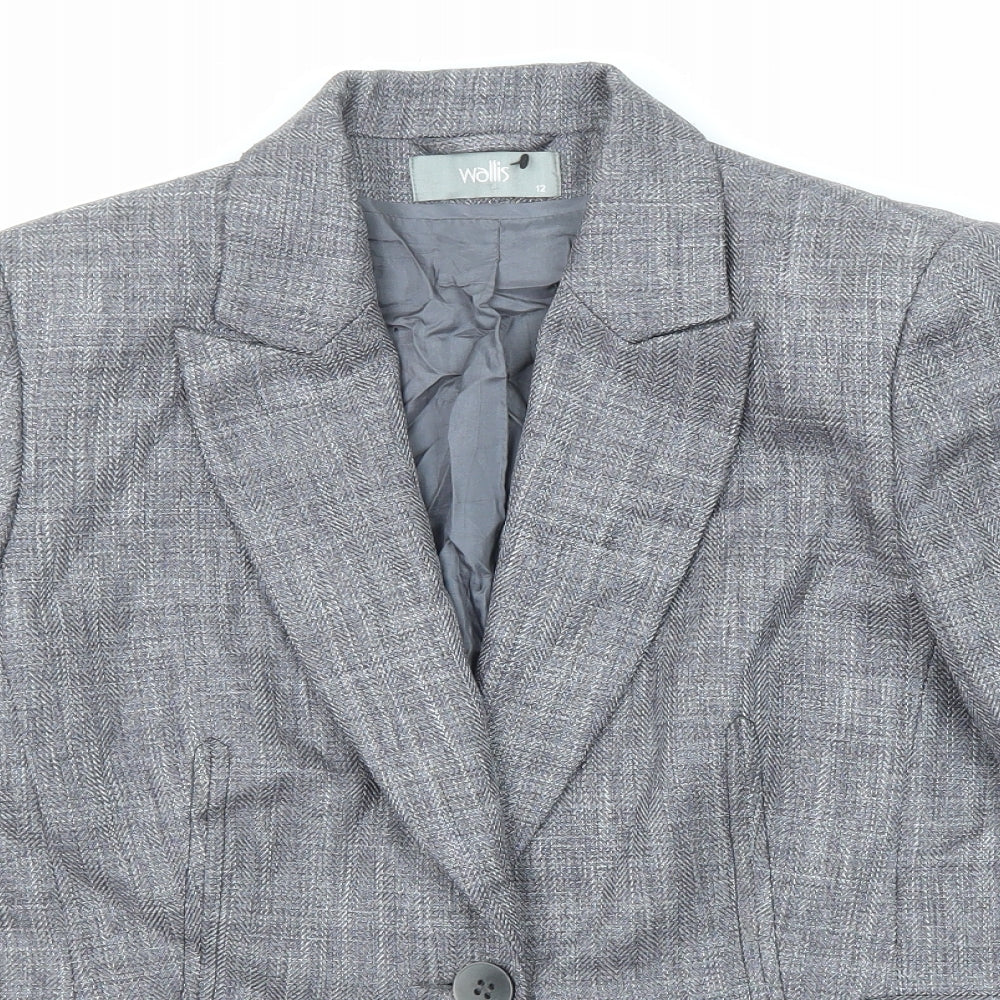 Wallis Womens Grey Polyester Jacket Blazer Size 12