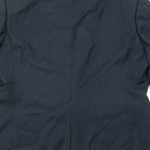 Burton Mens Black Striped Polyester Jacket Suit Jacket Size 46 Regular