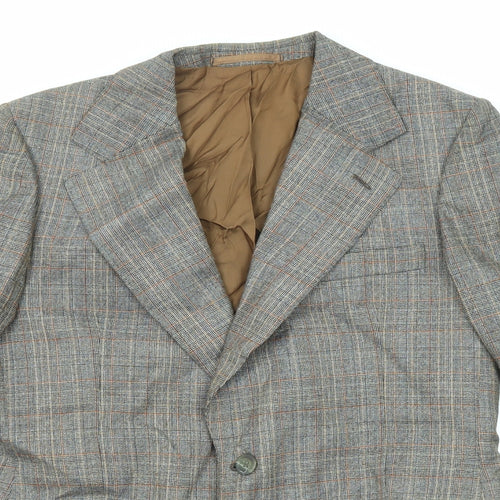 John Weitz Mens Grey Plaid Viscose Jacket Blazer Size 42 Regular