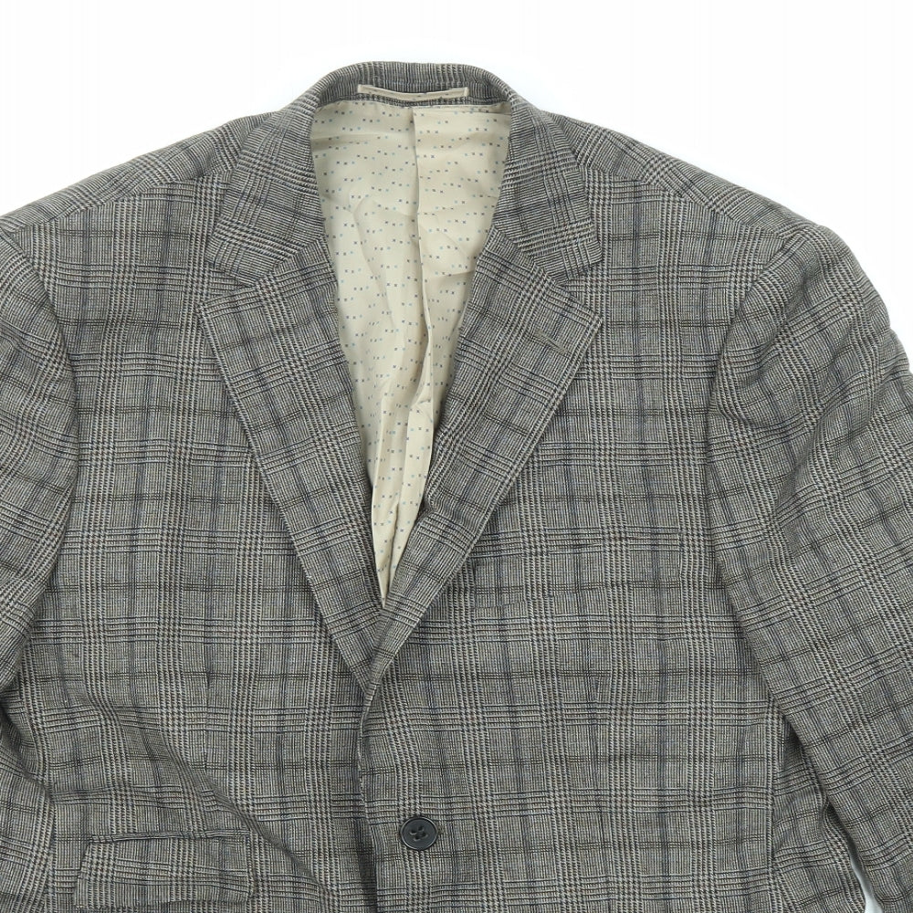 Skopes Mens Grey Plaid Wool Jacket Blazer Size 38 Regular