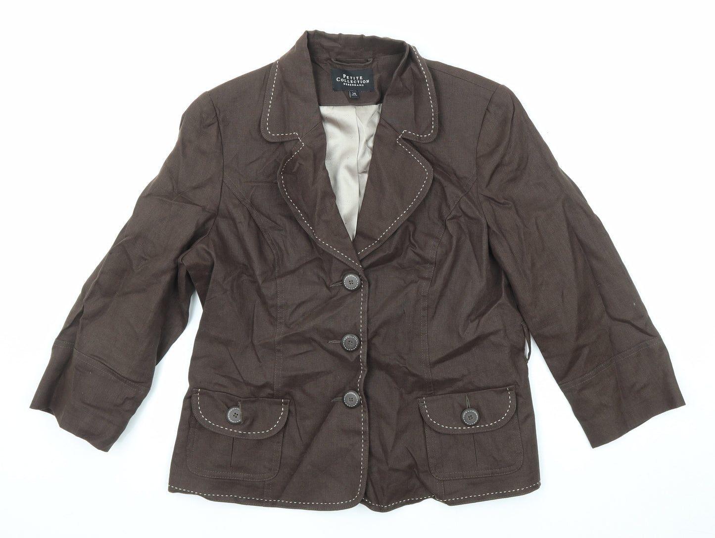 Debenhams Womens Brown Jacket Blazer Size 14 Button