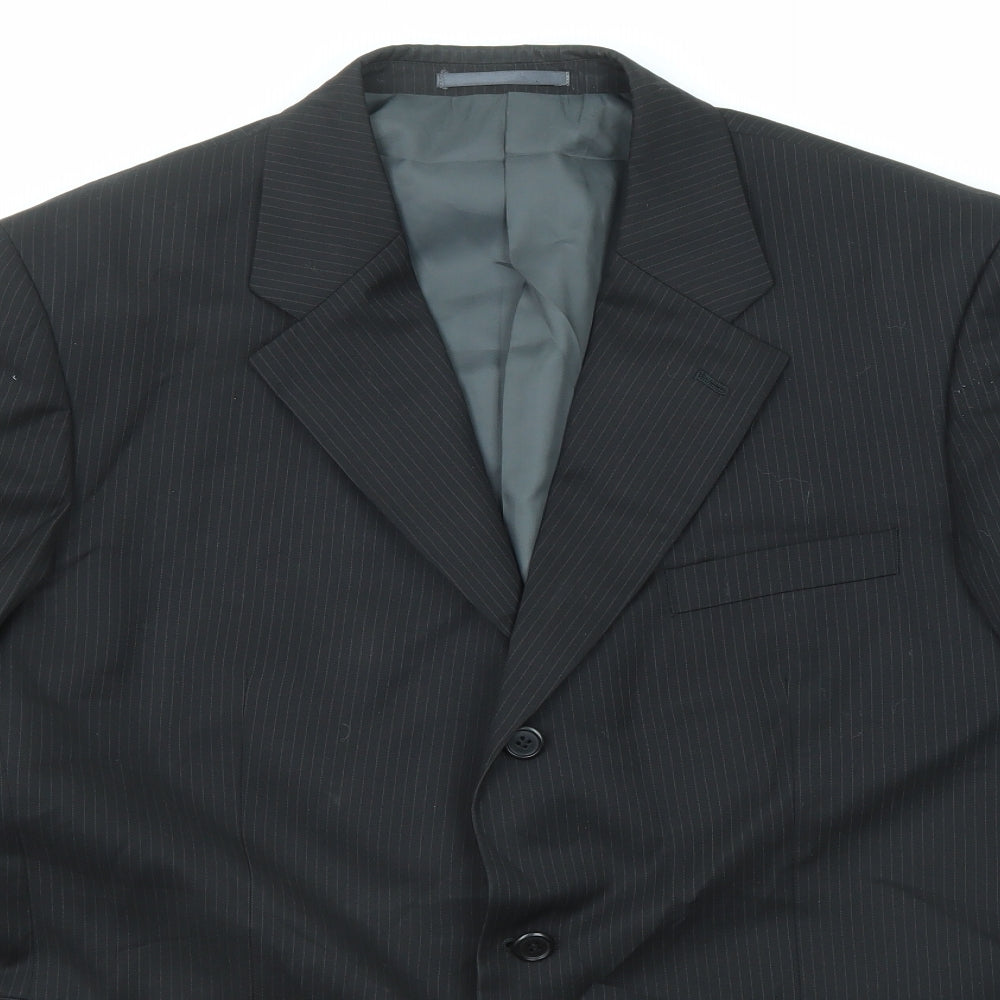 Moss Mens Black Striped Wool Jacket Suit Jacket Size 44 Regular