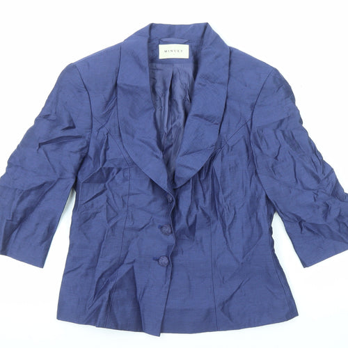 Minuet Womens Blue Jacket Blazer Size 10 Button