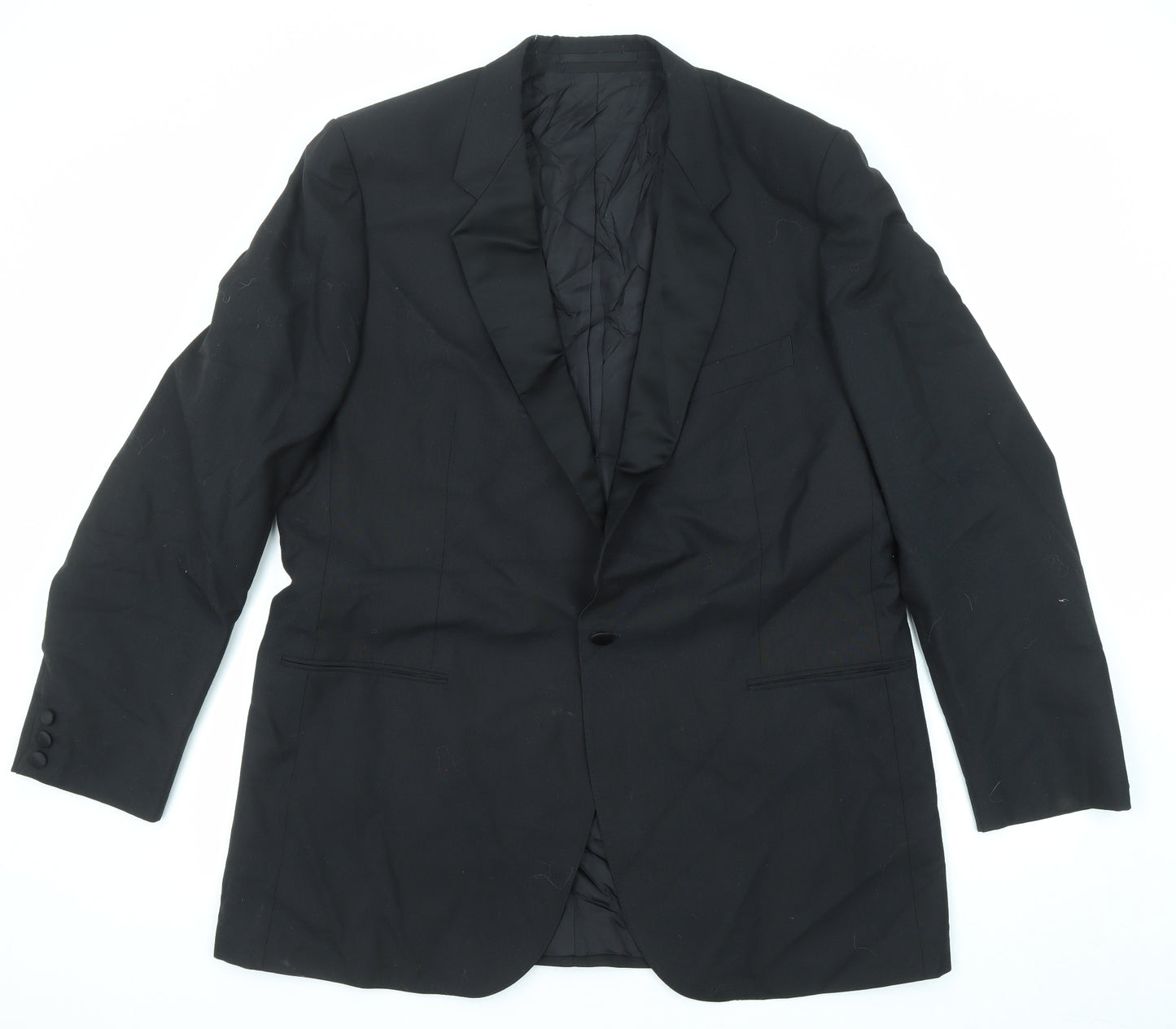 St Michael Mens Black Polyester Tuxedo Suit Jacket Size 46 Regular