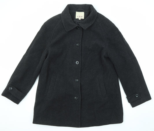 EWM Womens Black Pea Coat Coat Size 14 Button