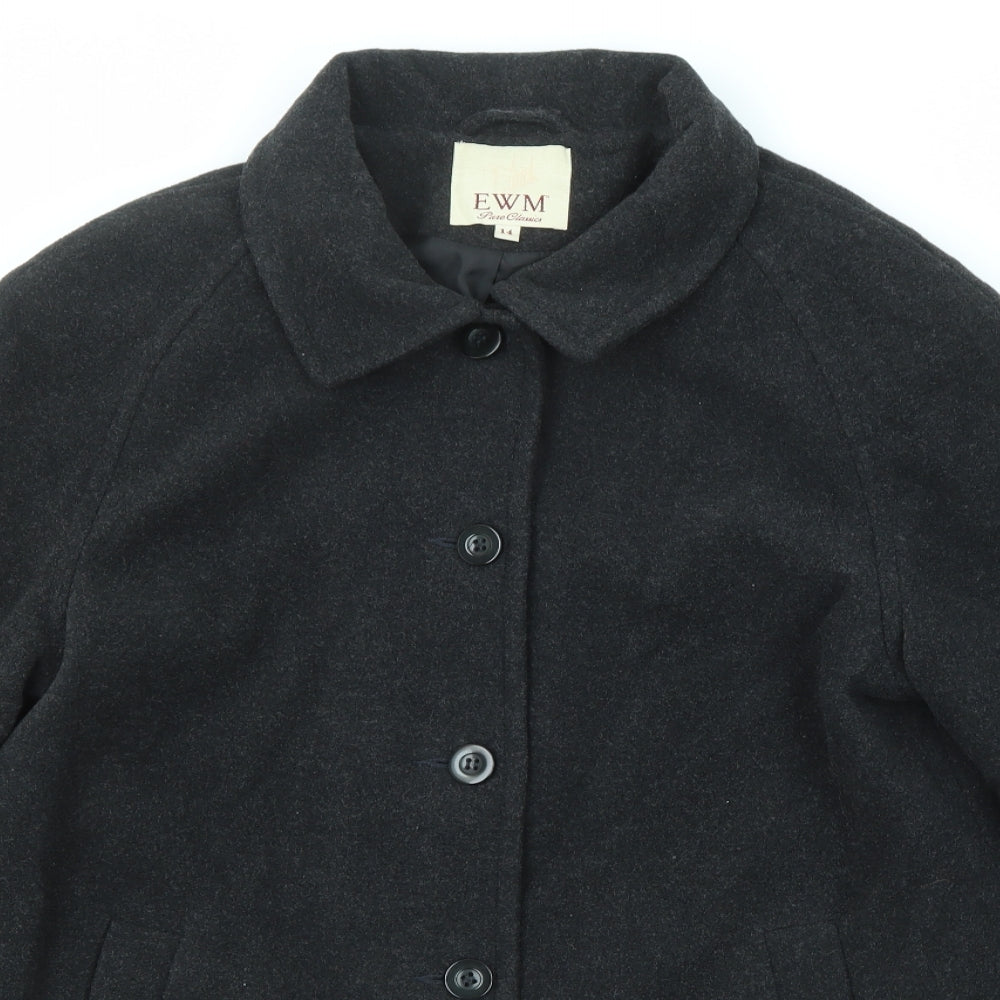 EWM Womens Black Pea Coat Coat Size 14 Button