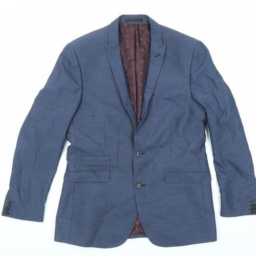 Burton Mens Blue Polyester Jacket Blazer Size 40 Regular