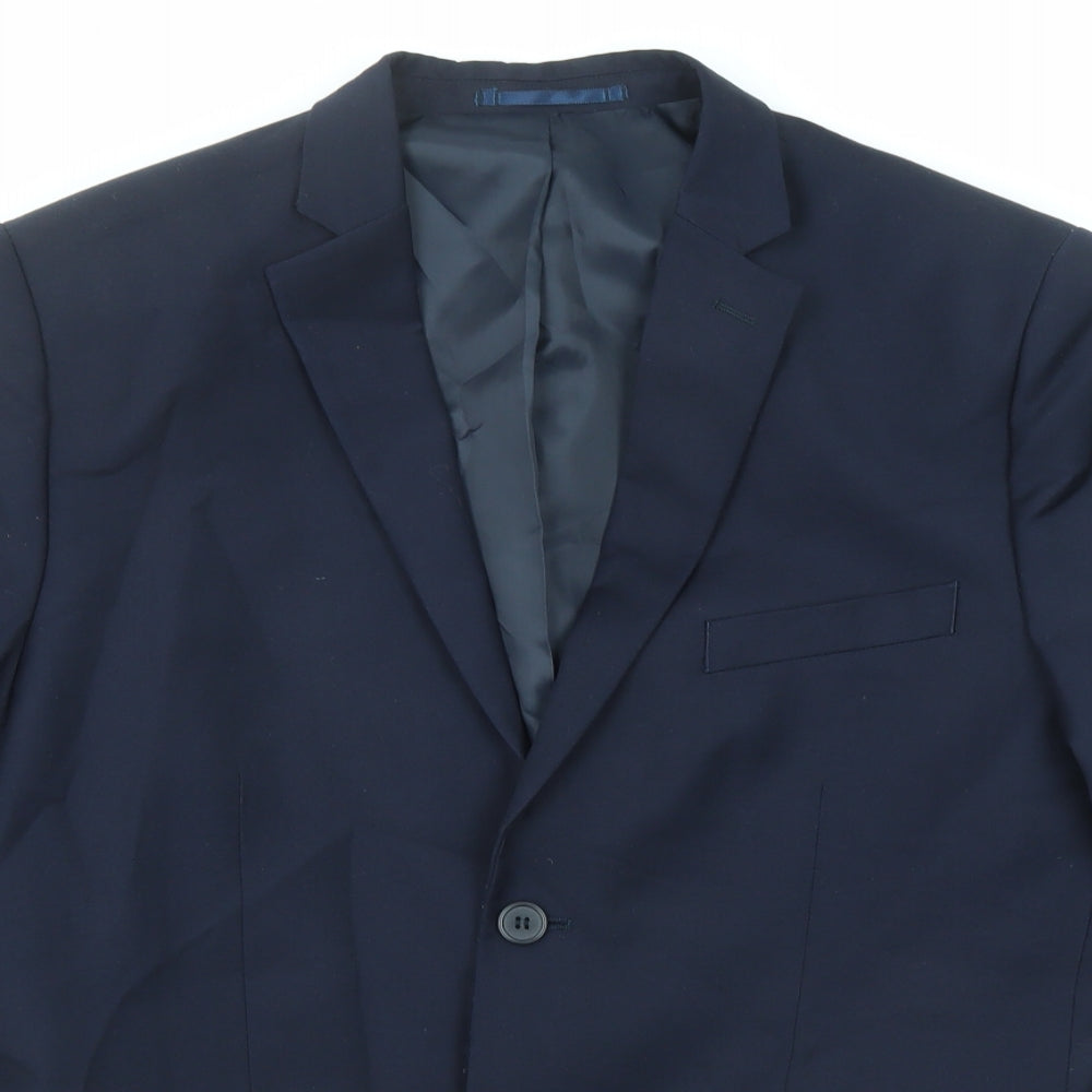 H&M Mens Blue Polyester Jacket Suit Jacket Size 50 Regular