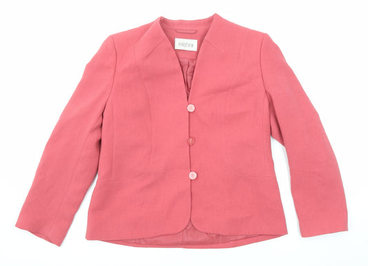 Eastex Womens Pink Polyester Jacket Blazer Size 10 Button