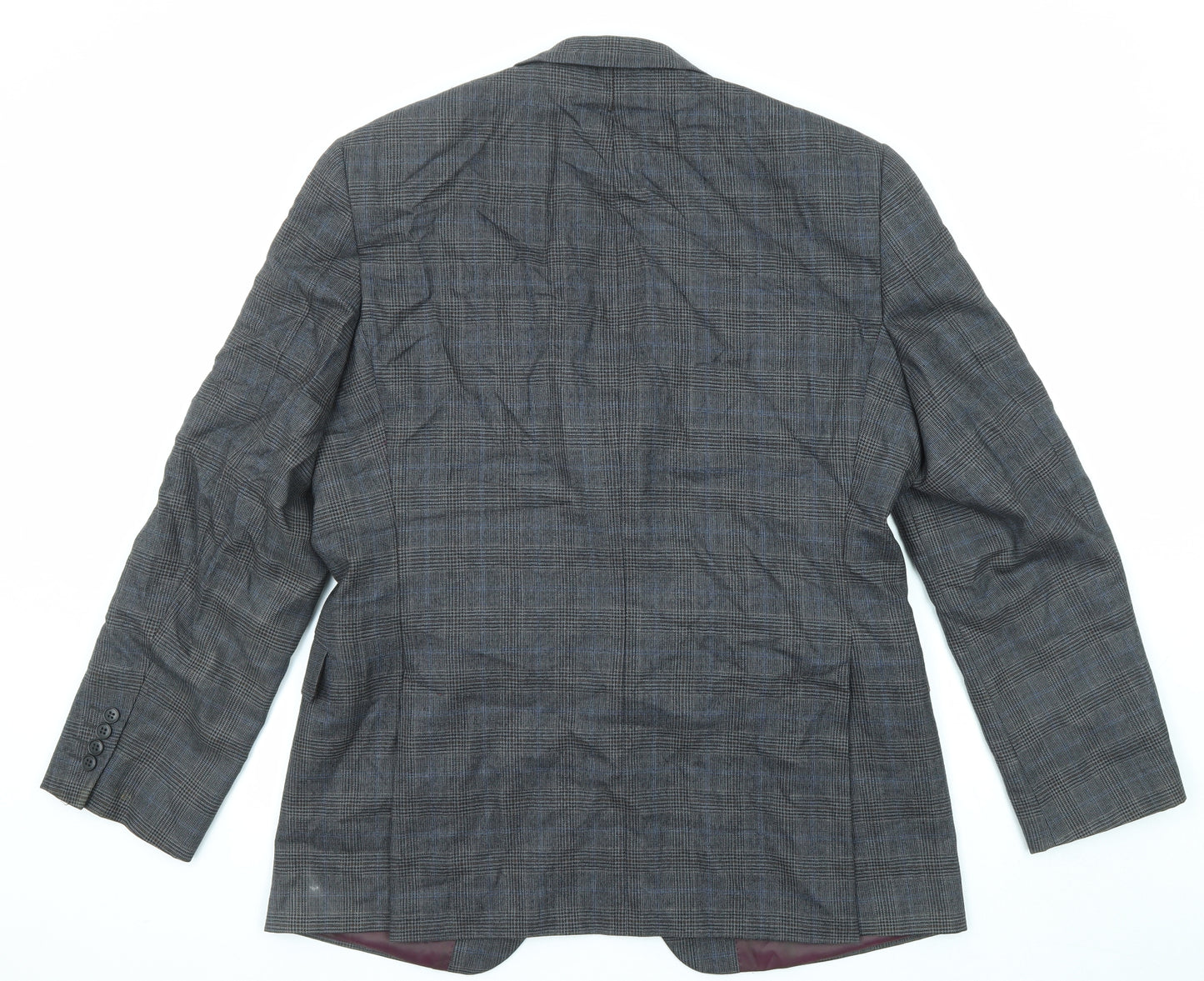 John Lewis Mens Grey Plaid Wool Jacket Suit Jacket Size 42 Regular