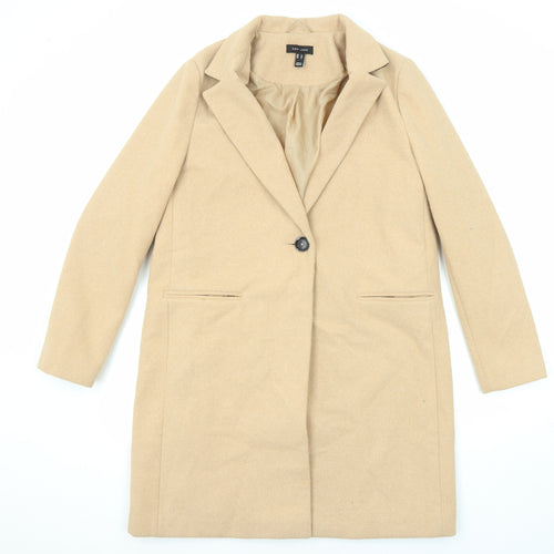 New Look Womens Beige Overcoat Coat Size 14 Button
