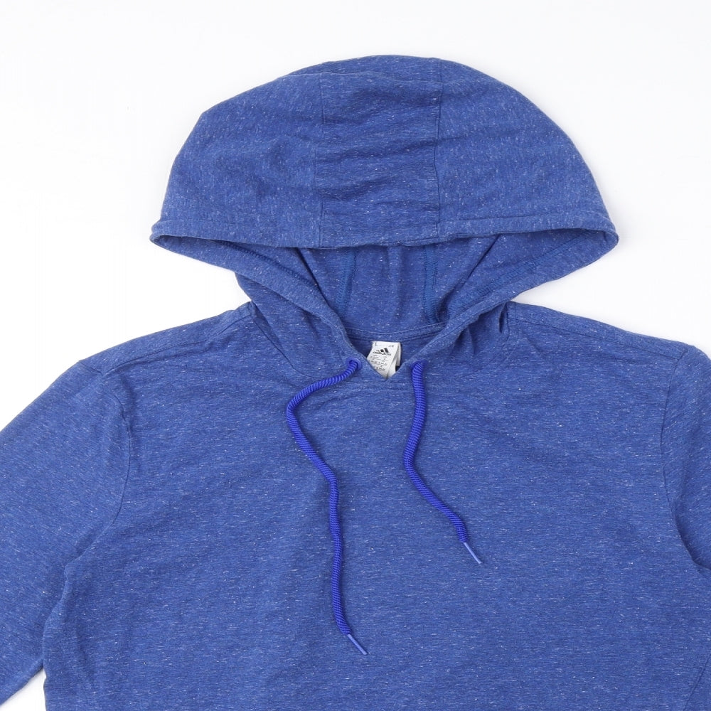 adidas Womens Blue Cotton Pullover Hoodie Size S Pullover