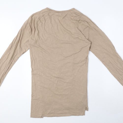 Topman Mens Brown Cotton T-Shirt Size M Round Neck