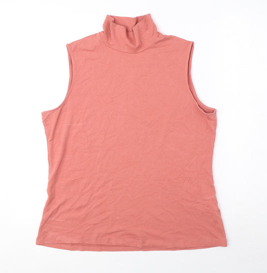 Marks and Spencer Womens Pink Cotton Basic Tank Size 18 High Neck