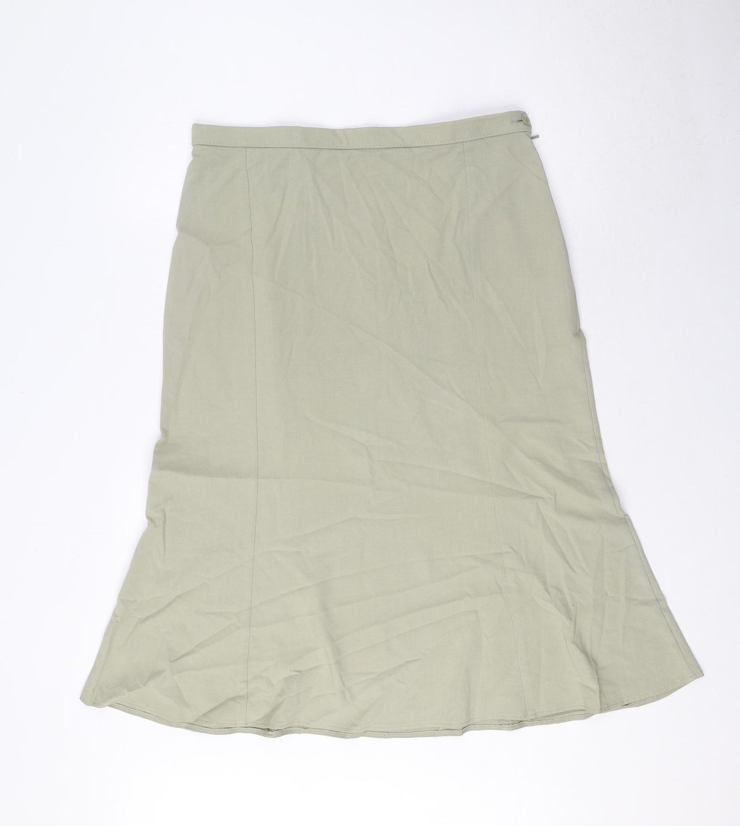 Marks and Spencer Womens Green Viscose A-Line Skirt Size 14 Zip