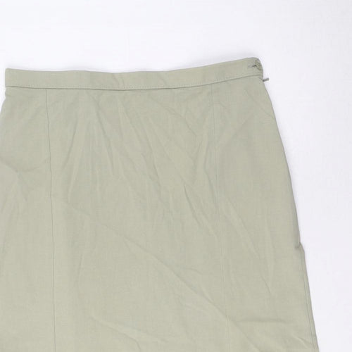 Marks and Spencer Womens Green Viscose A-Line Skirt Size 14 Zip