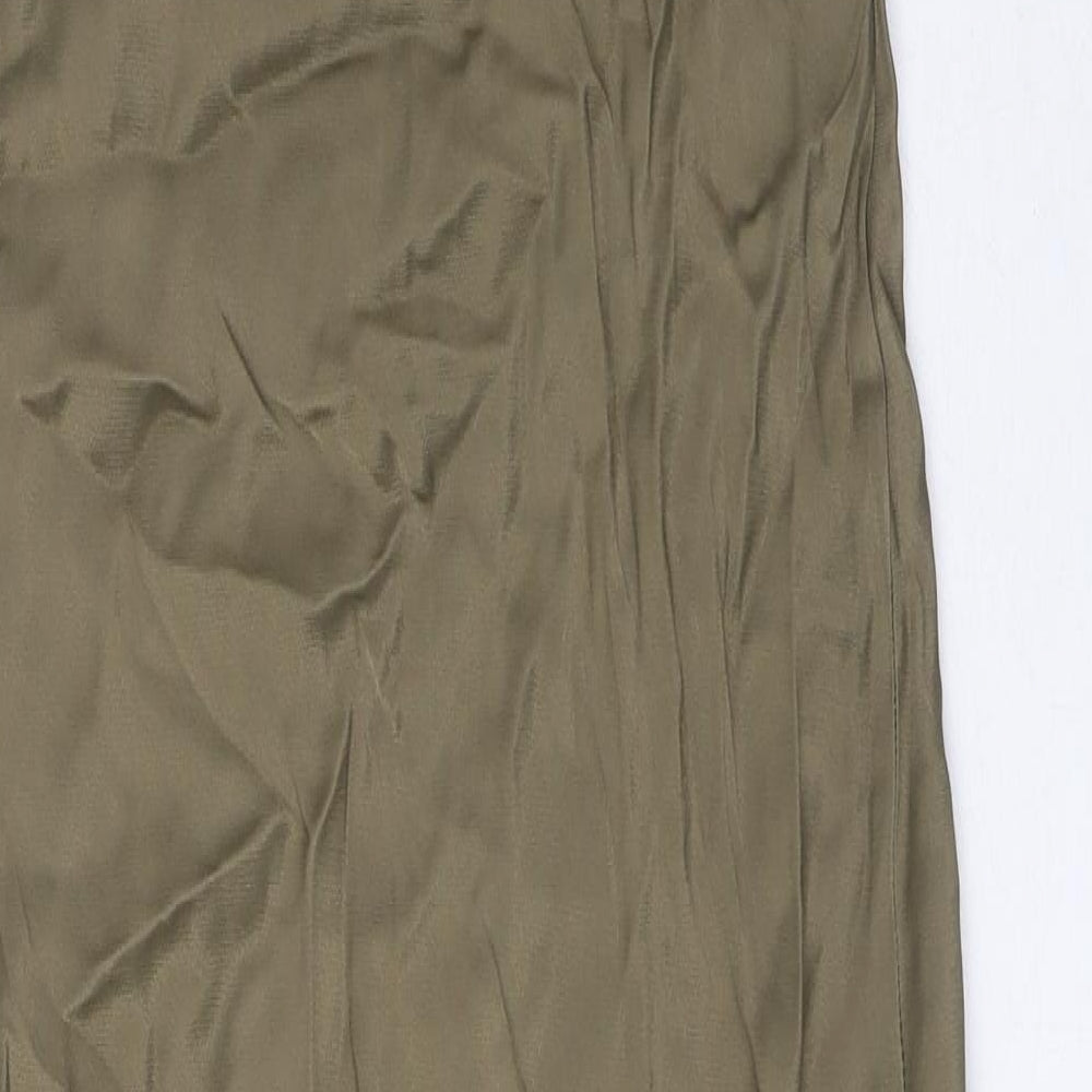 Zara Womens Green Viscose Maxi Size L Boat Neck Button
