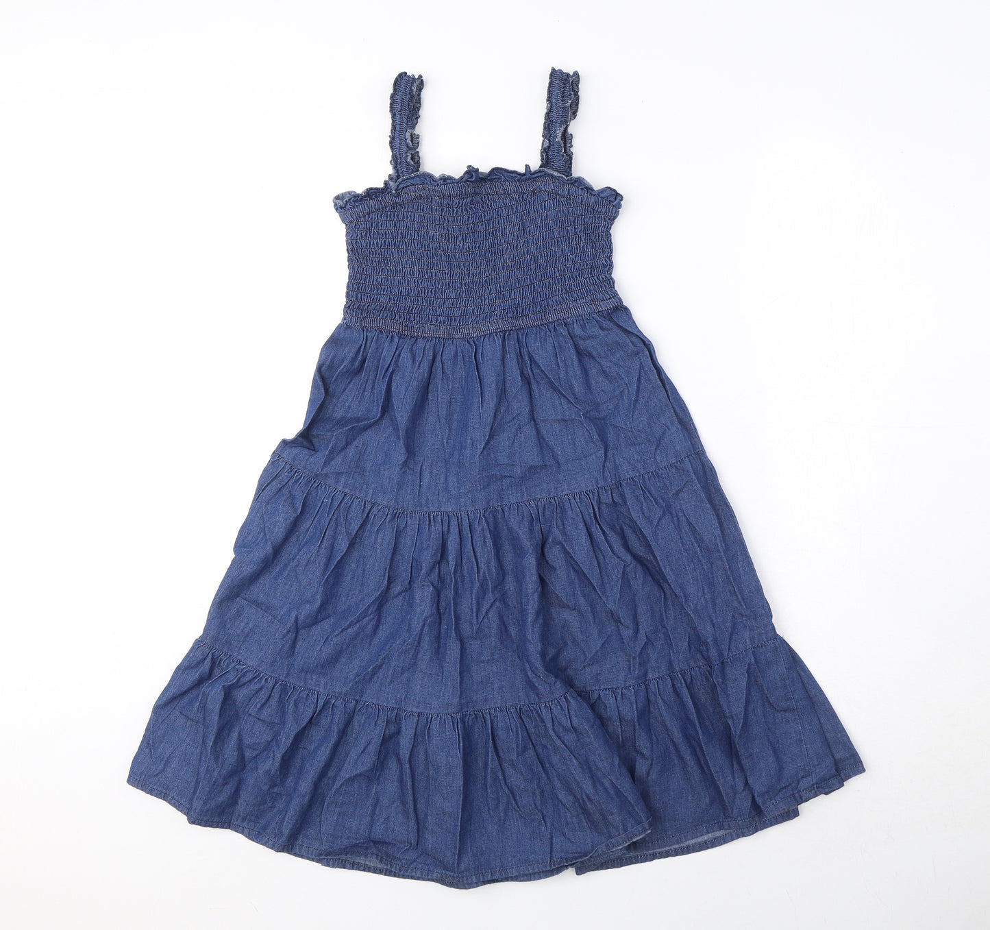 Rebellion Womens Blue 100% Cotton Tank Dress Size XS Square Neck Pullover
