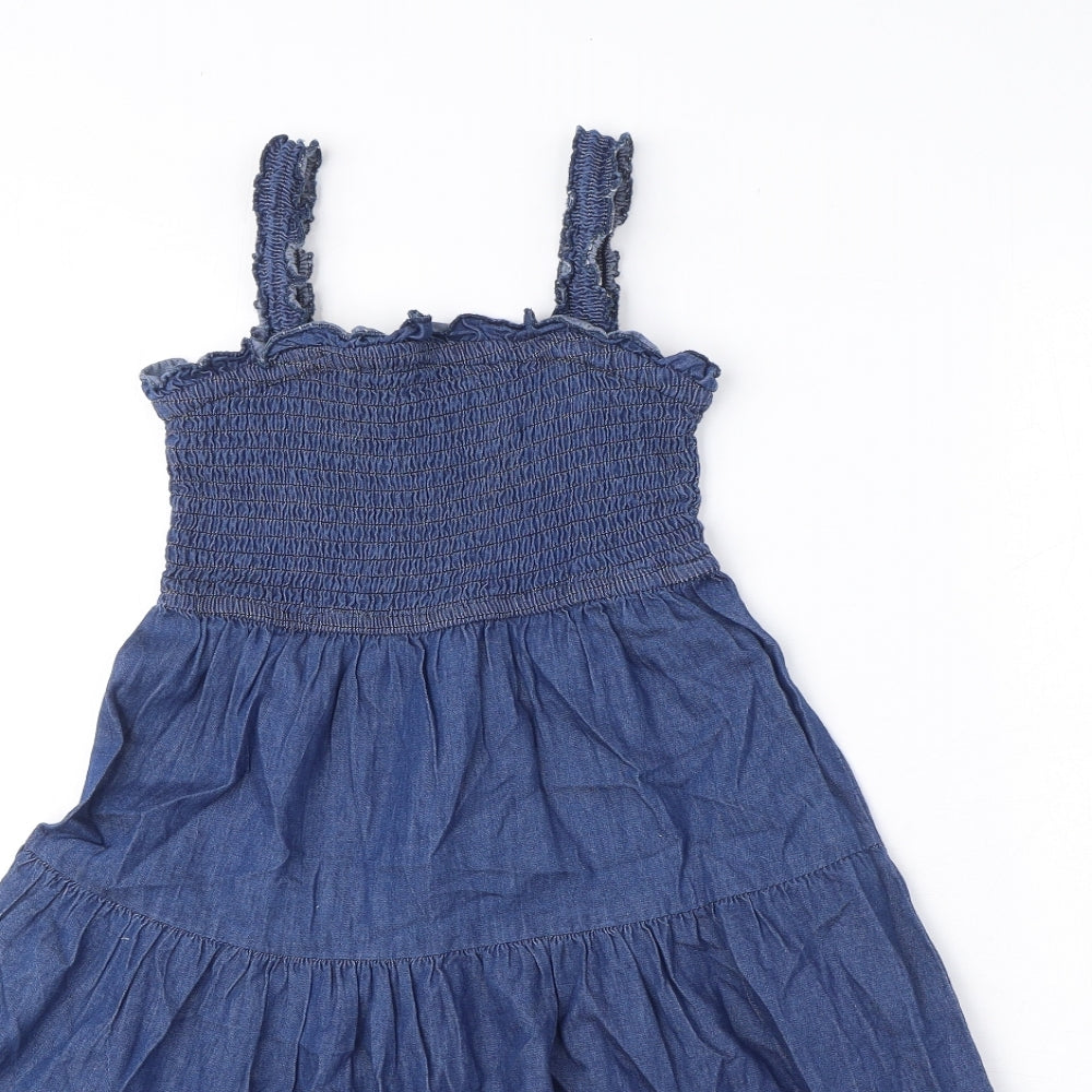 Rebellion Womens Blue 100% Cotton Tank Dress Size XS Square Neck Pullover