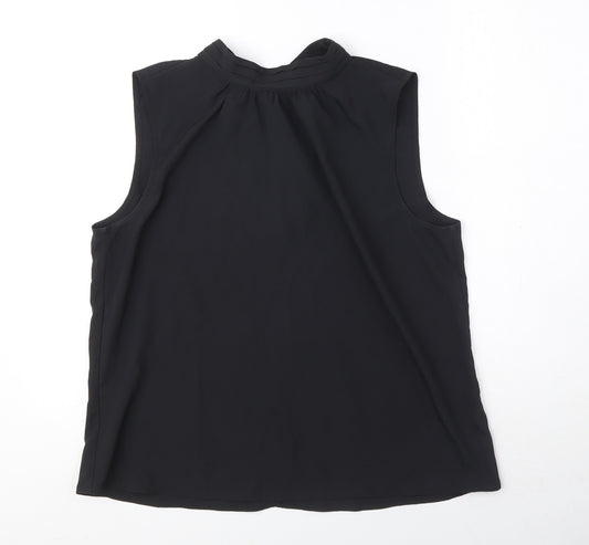 H&M Womens Black Polyester Basic Blouse Size L Mock Neck