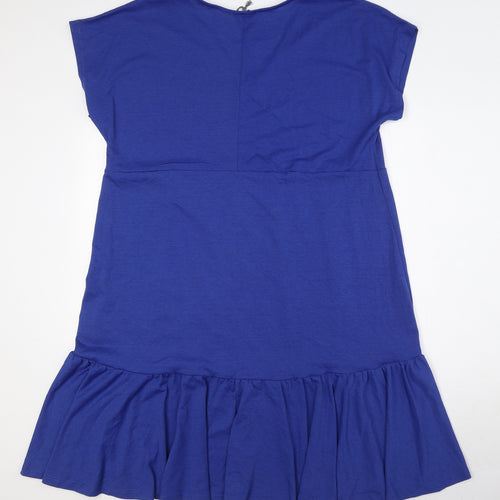 Principles Womens Blue Polyester T-Shirt Dress Size 16 V-Neck Pullover