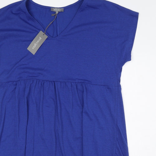 Principles Womens Blue Polyester T-Shirt Dress Size 16 V-Neck Pullover