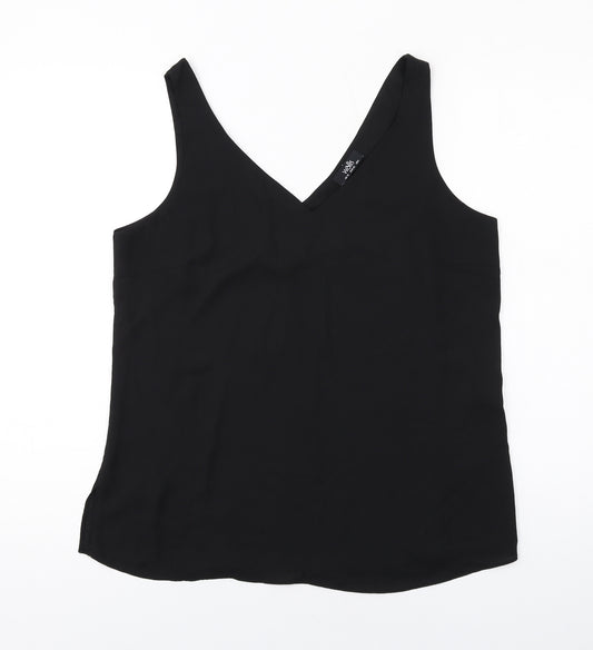 Wallis Womens Black Polyester Basic Tank Size 12 V-Neck
