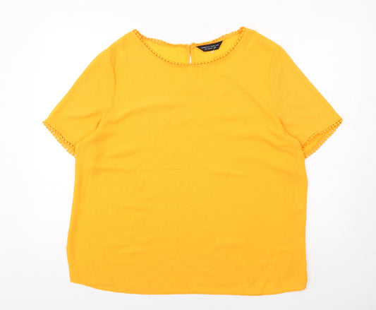 Dorothy Perkins Womens Orange Polyester Basic Blouse Size 18 Round Neck