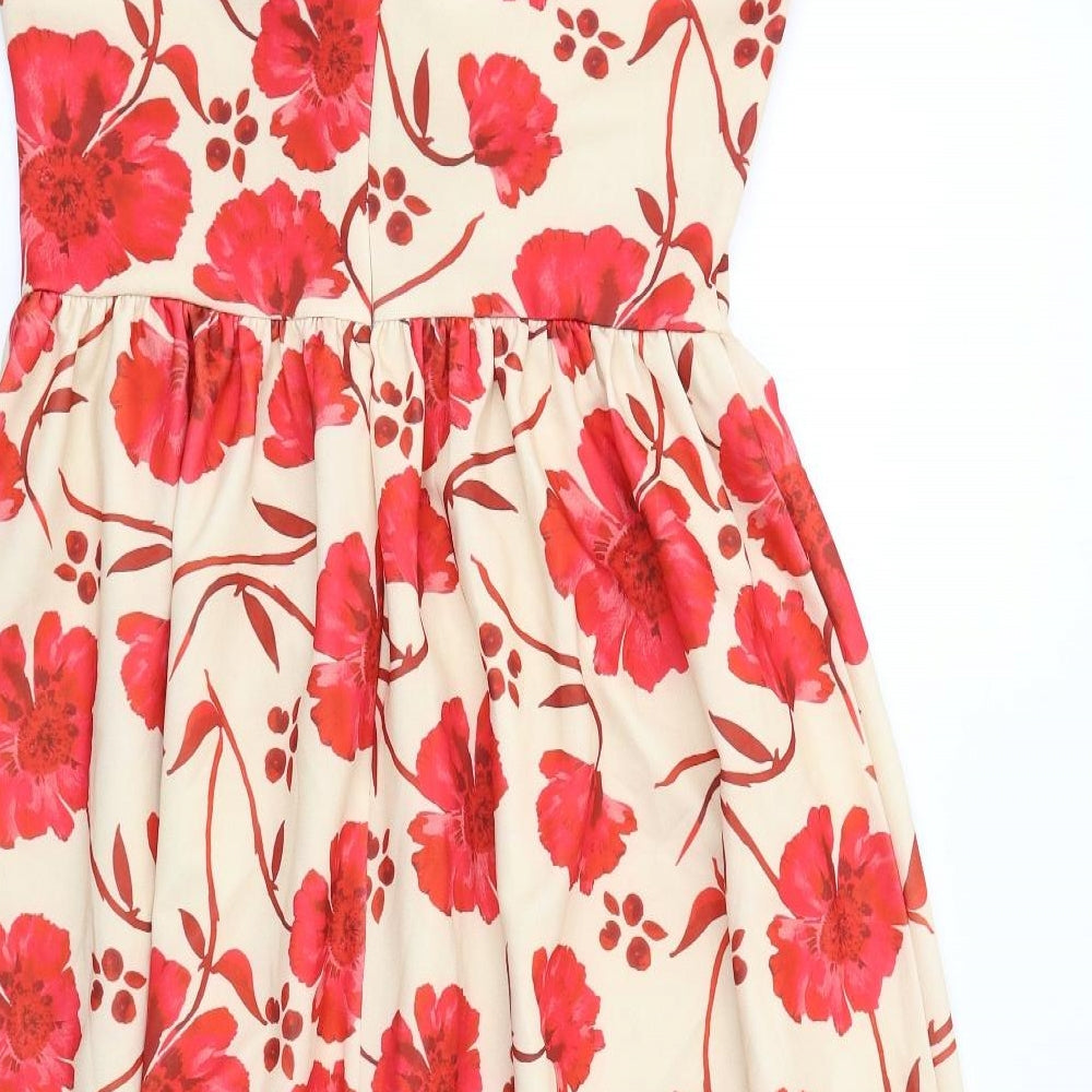 ASOS Womens Ivory Floral Polyester Tank Dress Size 14 V-Neck Zip