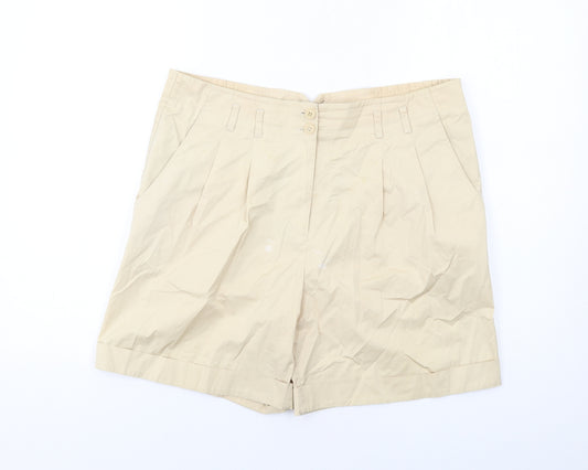 DKNY Womens Beige Cotton Boyfriend Shorts Size M L6 in Regular Zip