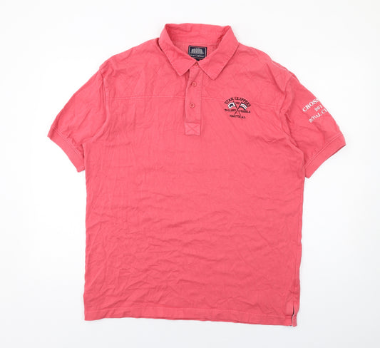 Star Clippers Mens Pink Cotton Polo Size L Collared Button