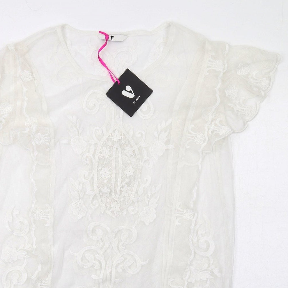Very Womens White Polyester T-Shirt Dress Size 10 Round Neck Pullover