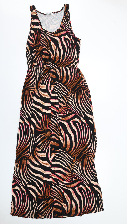 Everyday Womens Multicoloured Animal Print Viscose Maxi Size 12 Scoop Neck Pullover - Tiger pattern