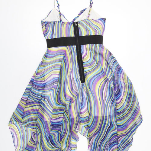 Izabel Womens Multicoloured Geometric Polyester Slip Dress Size S V-Neck Zip